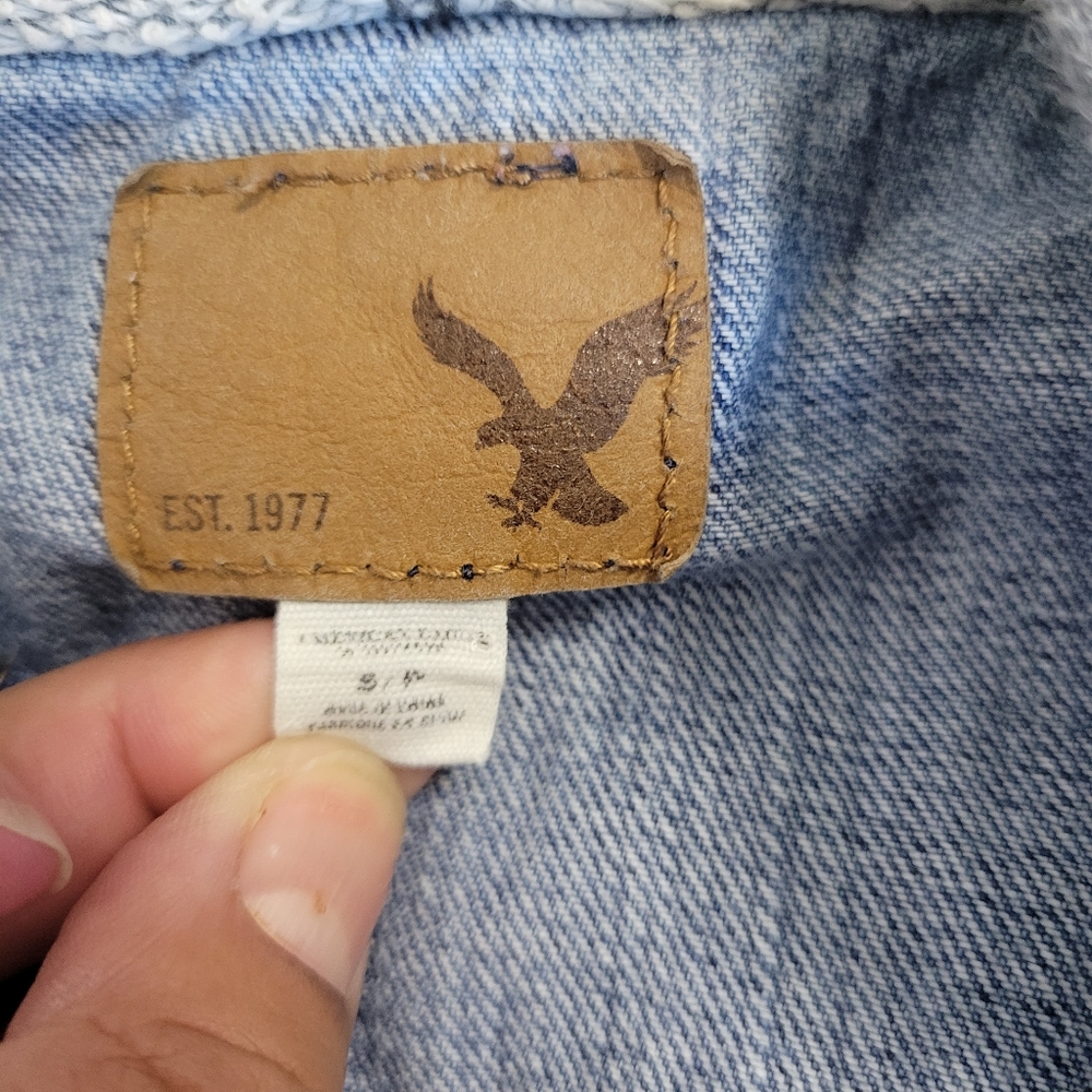 Aeropostale Mixed Blue Jean Jacket/Gray Hoodie S Junior Small 34/32 - Picture 3 of 9